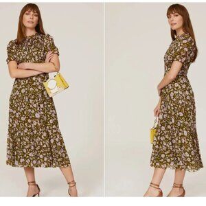 Diane Von Furstenberg DVF Blossom Midi Dress Size 2 *READ FLAW*